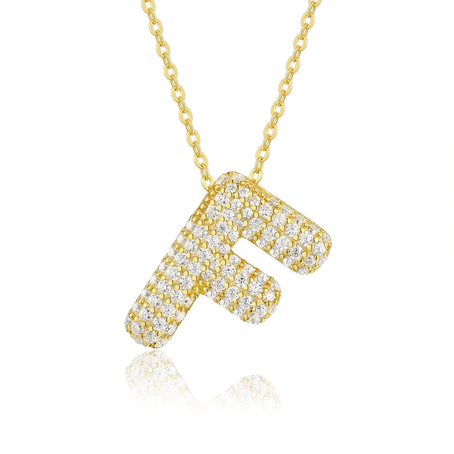 925 Sterling Silver Moissanite Kabelkette Buchstaben Anhänger Halskette | Shop Nory