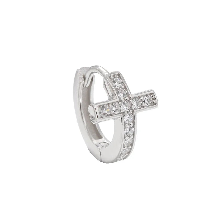 1 Stück 925 Sterling Silber Zirkon Kreuz Ohrringe | Shop Nory