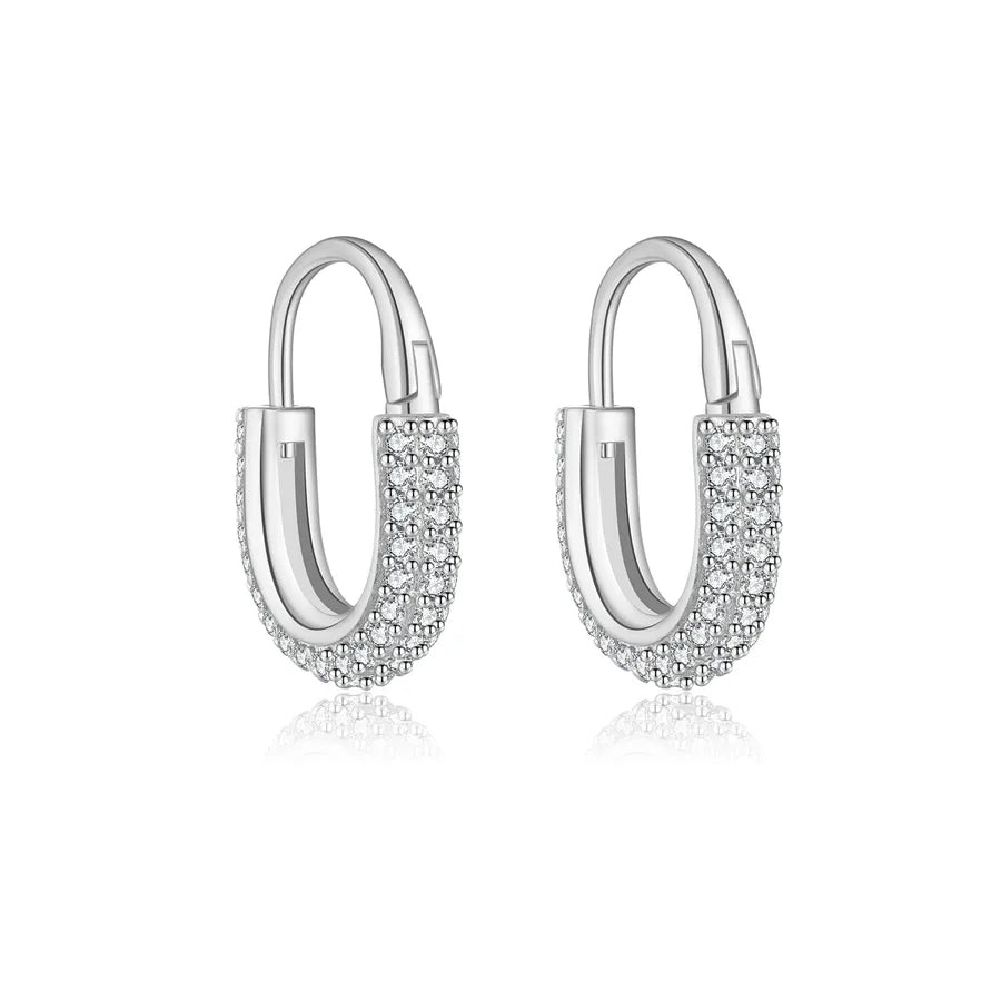 1 Paar 18K vergoldete Weißgold beschichtete 925 Sterling Silber Zirkon 925 Sterling Silber Ohrringe Geometrische Ohrringe | Shop Nory