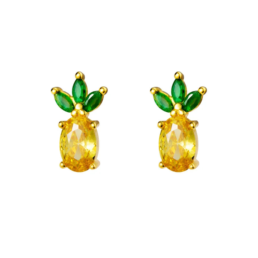 Naran S925 Silber-Halskette Frischer kleiner Ananas-Anhänger Elegante goldene Frucht Schlüsselbein-Kette D4383 | Shop Nory