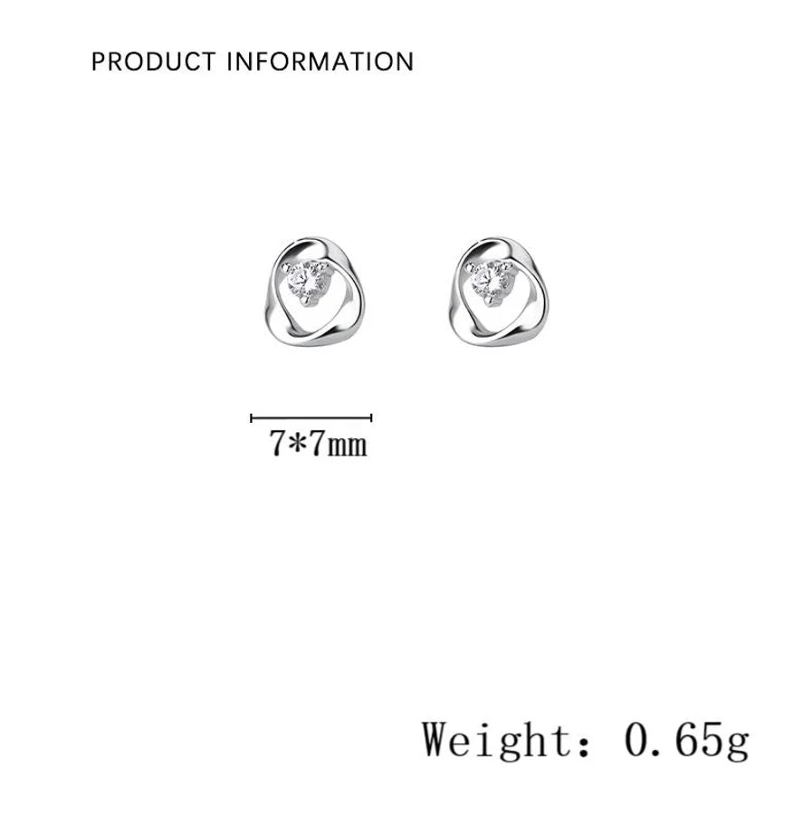 1 Paar S999 Silber Zirkon 925 Sterling Silber Ohrringe Geometrische Ohrstecker | Shop Nory