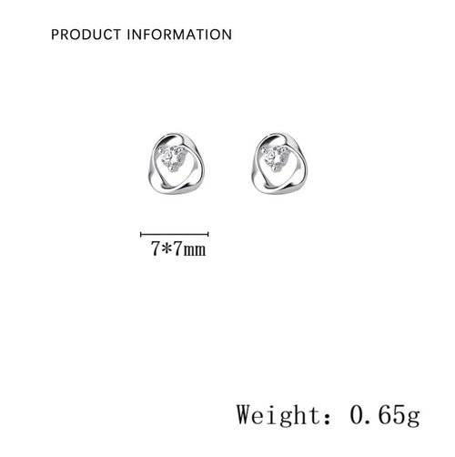 1 Paar S999 Silber Zirkon 925 Sterling Silber Ohrringe Geometrische Ohrstecker | Shop Nory