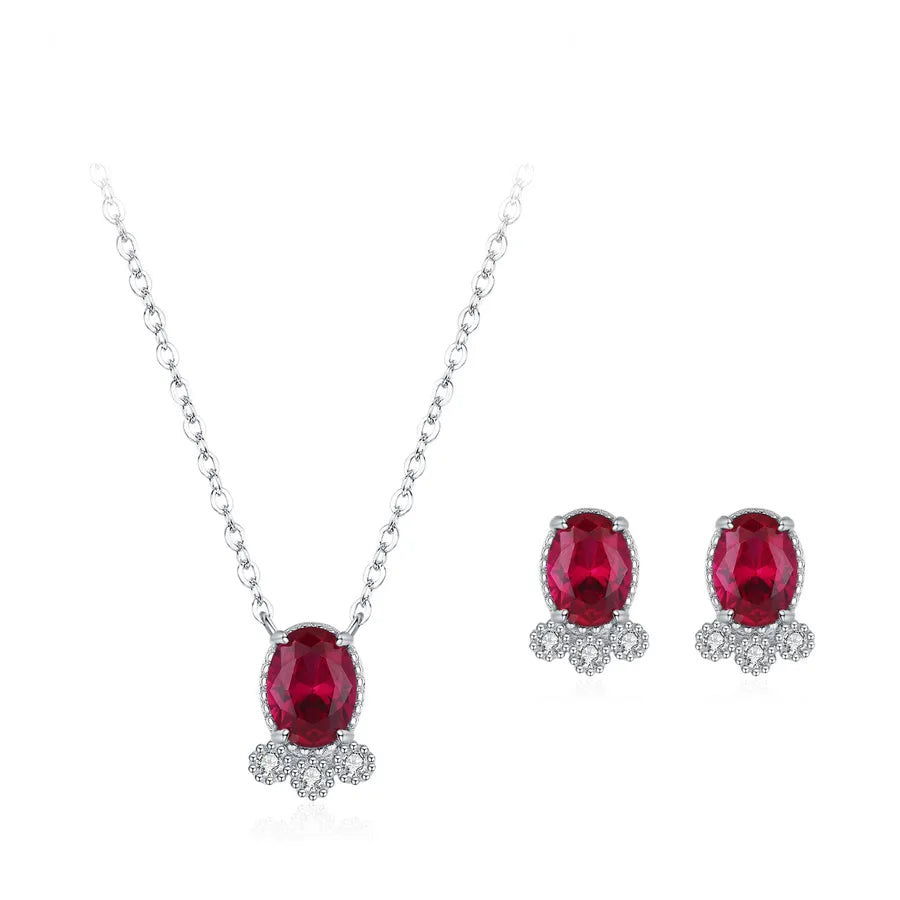 S925 Sterling Silber Ruby Kleine Goldfisch Ohrringe Halskette Weibliche Temperament Wild Design Schmuck Set | Shop Nory