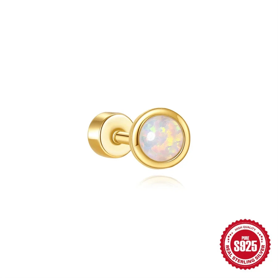 1 Stück Ohrknorpelringe & Steckern Einfacher Stil Klassischer Stil Geometrisch 925 Sterling Silber Opal Zircon Ohrknorpelringe & Steckern | Shop Nory