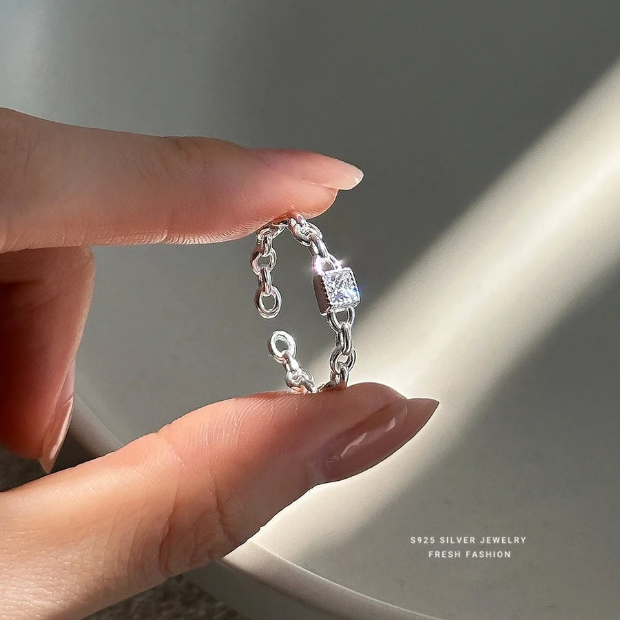925 Sterling Silver Zirkon quadratische Herzform offene Ringe 925 Sterling Silver Ringe | Shop Nory