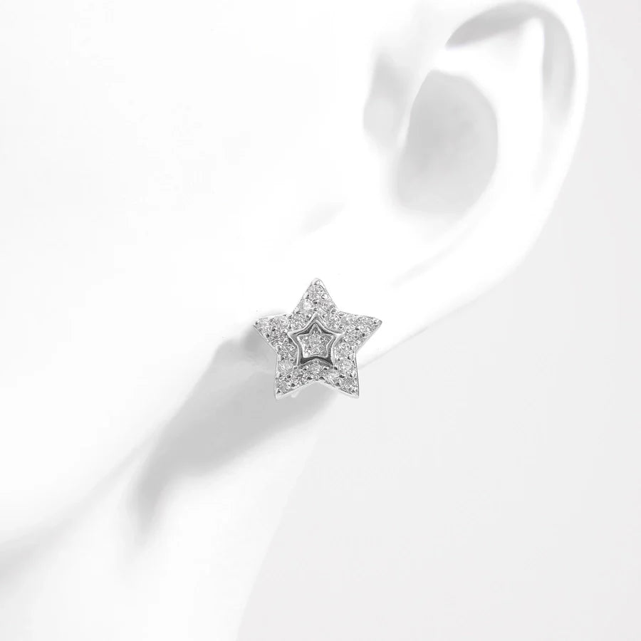 1 Paar Weißgold plattierte 925 Sterling Silber Zirkon 925 Sterling Silber Ohrringe Stern Ohrstecker | Shop Nory