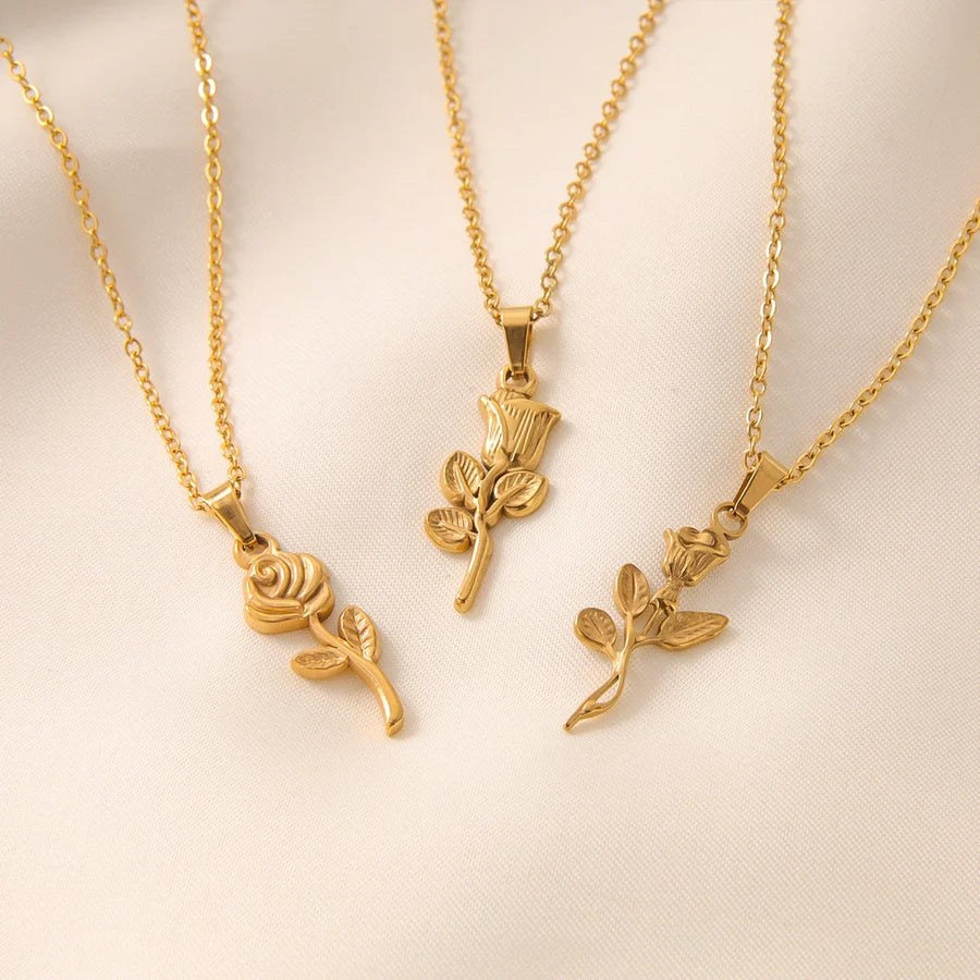 Halskette Rose Unisex in Edelstahl - 18k vergoldet | Shop Nory