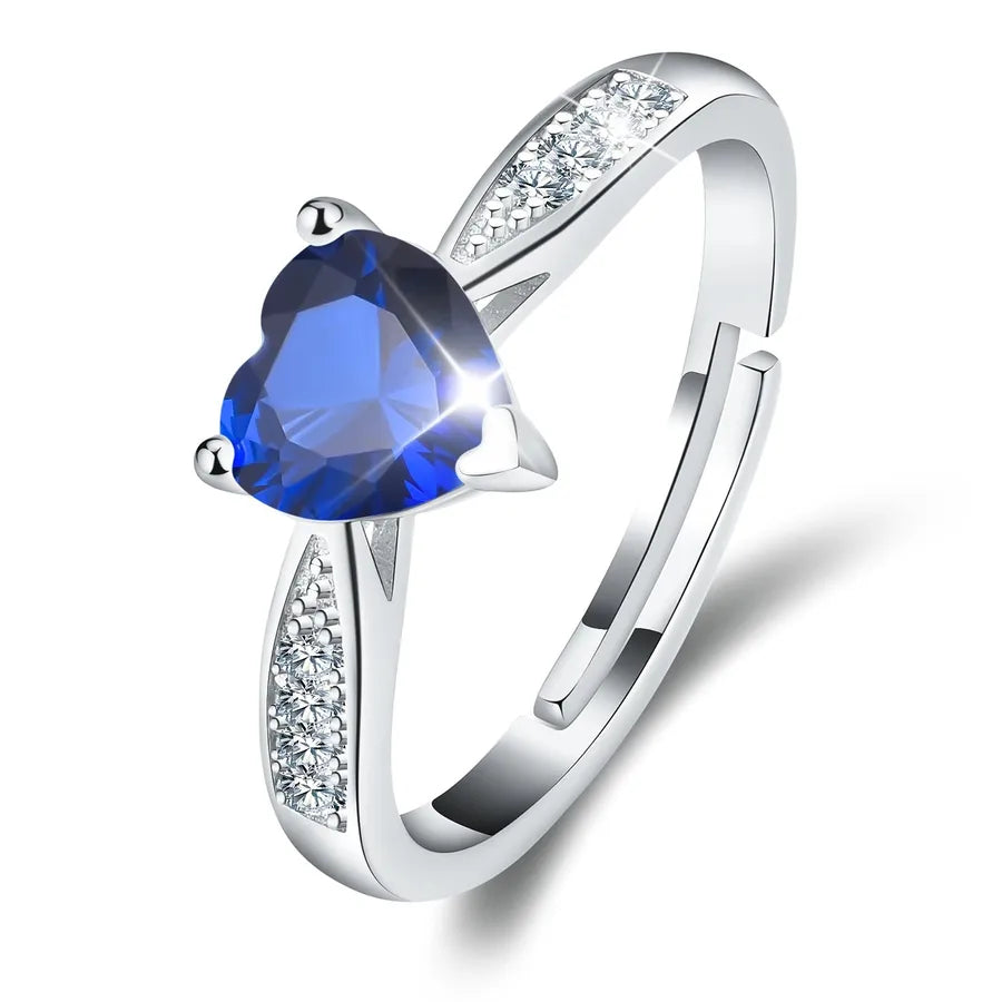 925 Sterling Silber Moissanit Herzform Offene Ringe 925 Sterling Silber Ringe | Shop Nory