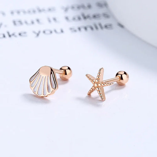 1 Paar 925 Sterling Silver 925 Sterling Silver Ohrringe Muschel Seestern Schraubverschluss Kleine Steckerohrringe | Shop Nory