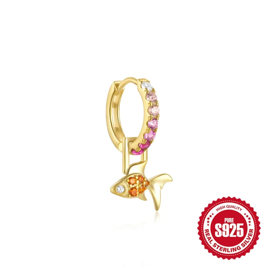 1 Stück 925 Sterling Silber Zirkon 925 Sterling Silber Ohrringe Schildkröte Teufelsauge Fisch Tropfenohrringe | Shop Nory