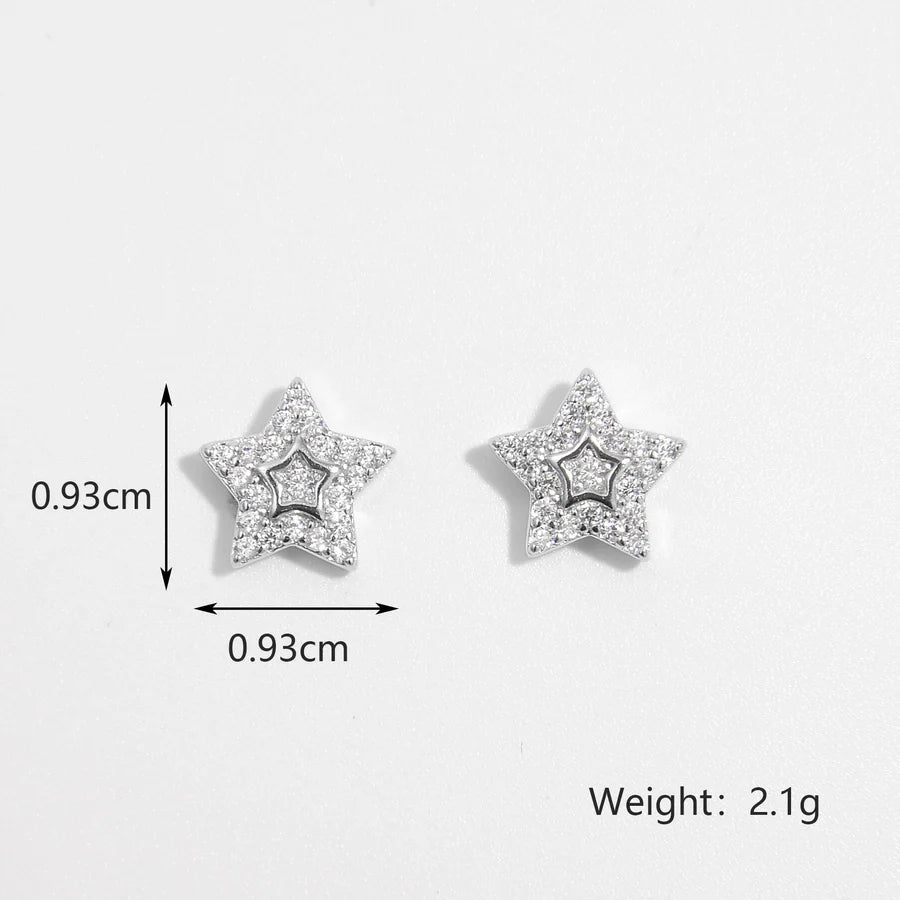 1 Paar Weißgold plattierte 925 Sterling Silber Zirkon 925 Sterling Silber Ohrringe Stern Ohrstecker | Shop Nory