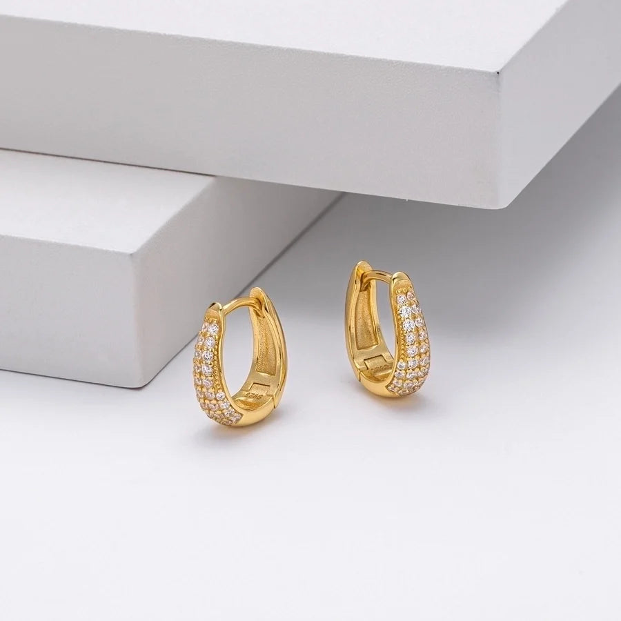 1 Paar 18K Gold Beschichtet Weißgold Beschichtet Rhodium Beschichtet 925 Sterling Silber Zirkon 925 Sterling Silber Ohrringe Geometrische Ohrringe | Shop Nory