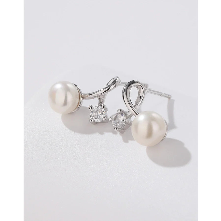 1 Paar 925 Sterling Silber Perle Zirkon 925 Sterling Silber Ohrringe Geometrische Ohrstecker | Shop Nory