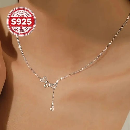 925 Sterling Silber Zirkon Kabelkette Hohlraum Einlage Herzform Anhänger Halskette | Shop Nory