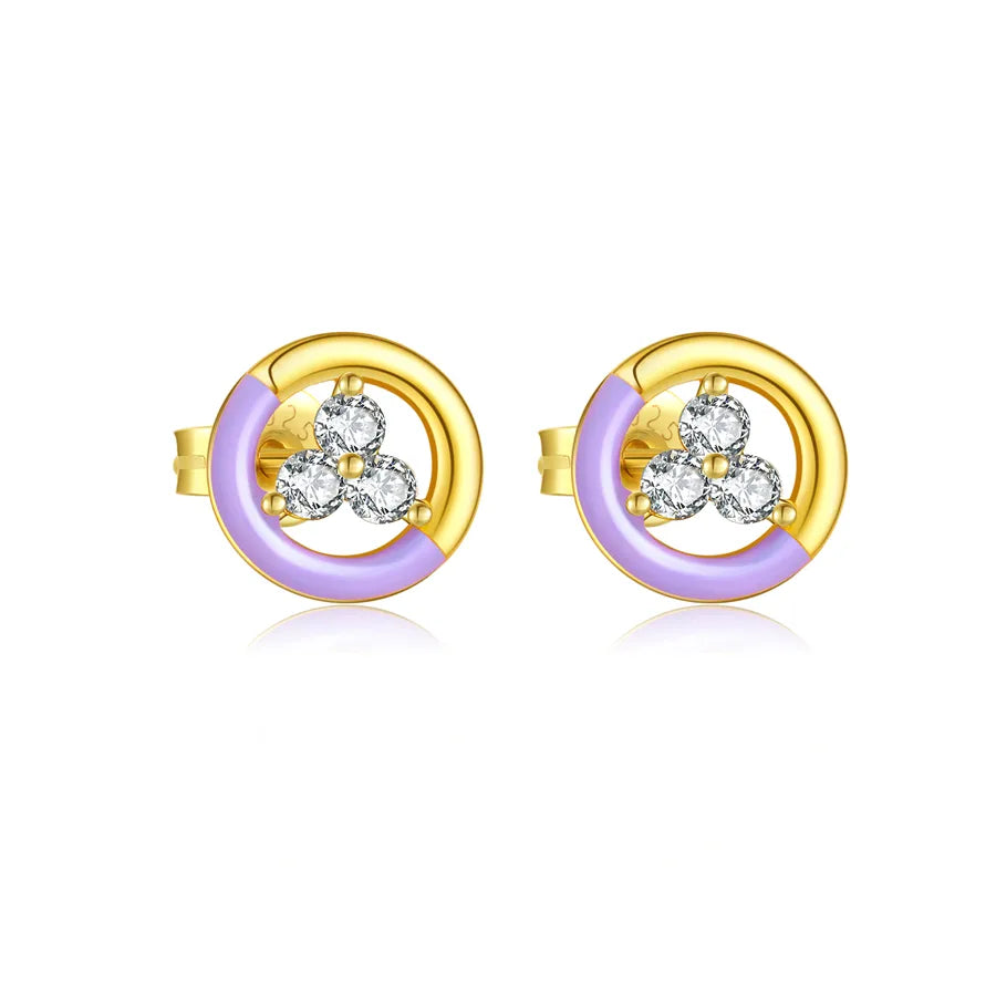 1 Paar 18K Vergoldet Weißgold Plattiert 925 Sterling Silber Zirkon 925 Sterling Silber Ohrringe Geometrisch Vierblättriges Kleeblatt Herzform Studs | Shop Nory