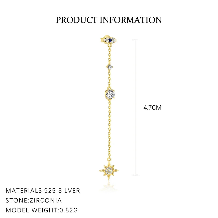 1 Stück 1 Set 925 Sterling Silber Zirkon 925 Sterling Silber Ohrringe Teufelsauge Stern Mond Tropf Ohrringe | Shop Nory