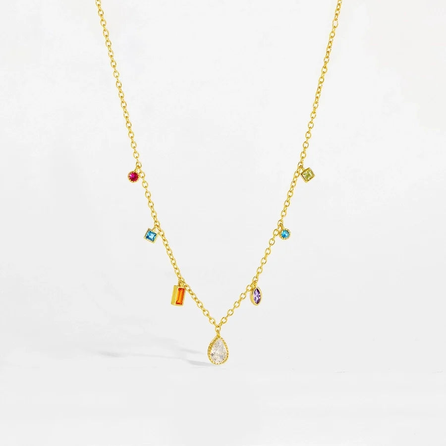 925 Sterling Silber Zirkon Kabelkette Wassertröpfchen Anhänger Necklace | Shop Nory
