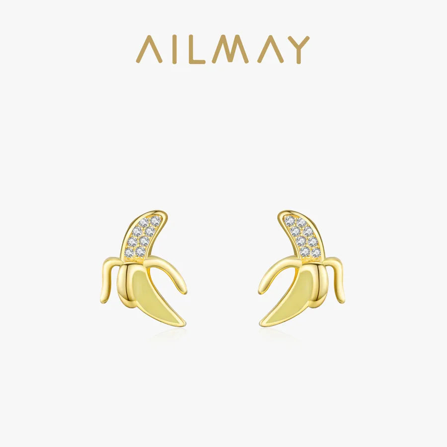 1 Paar 925 Sterling Silber Zirkon Banane Ohrstecker | Shop Nory
