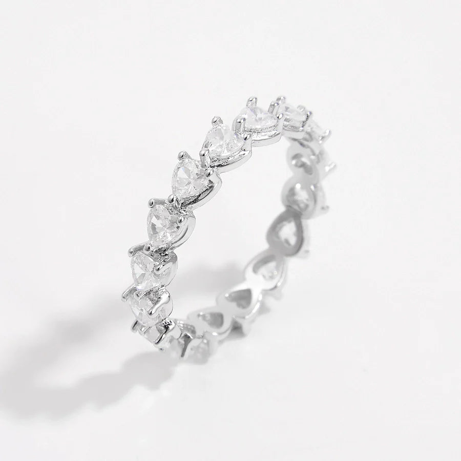 Weißgold plattiert 925 Sterling Silber Zirkon quadratische Herzform Ringe 925 Sterling Silber Ringe | Shop Nory