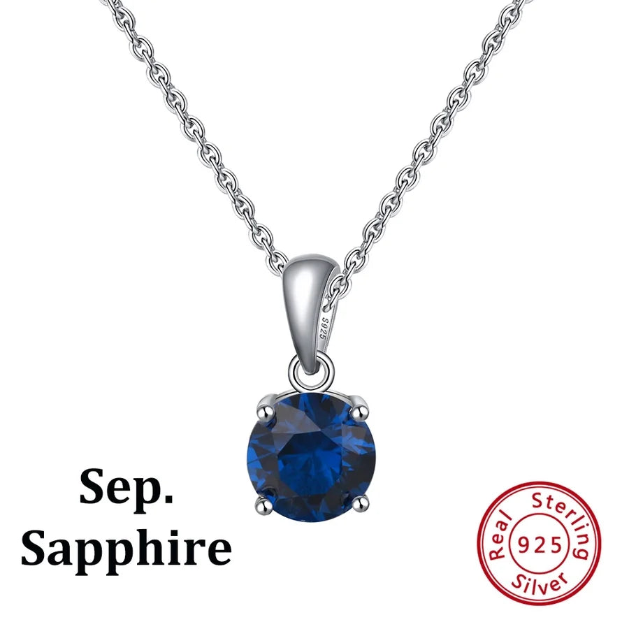 925 Sterling Silber Überzogene Kabelkette Runde Herzform Geburtstagsstein Halskette | Shop Nory