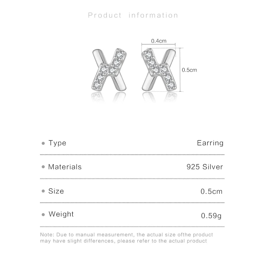 1 Paar 18K Goldbeschichtete Weißgoldbeschichtete 925 Sterling Silber Zirkon 925 Sterling Silber Ohrringe Buchstaben Ohrstecker | Shop Nory