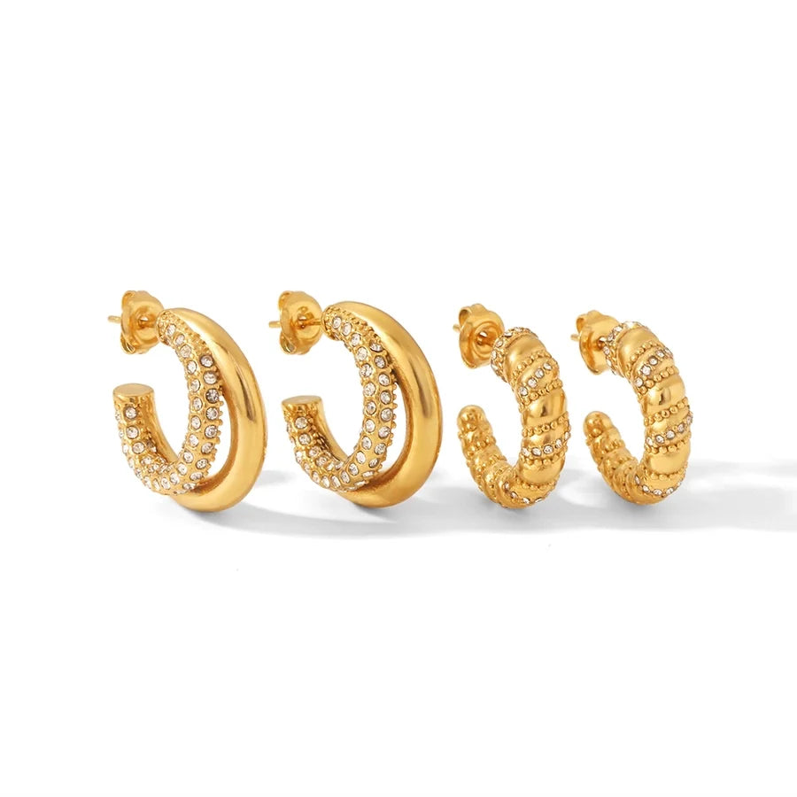 Creolen Ohrringe Diamond in Edelstahl -18k vergoldet | Shop Nory