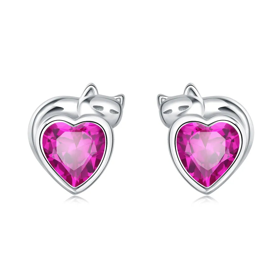 1 Paar 925 Sterling Silber 925 Sterling Silber Ohrringe Tier Herzform Ohrstecker | Shop Nory