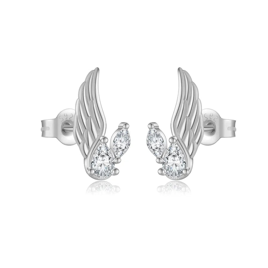 1 Paar 18K vergoldet Weißgold plattiert 925 Sterlingsilber Zirkon 925 Sterlingsilber Ohrringe Geometrische Ohrstecker | Shop Nory