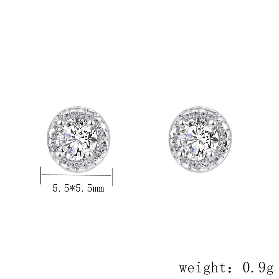 1 Paar 925 Sterling Silber Zirkon 925 Sterling Silber Ohrringe Runde Ohrstecker | Shop Nory