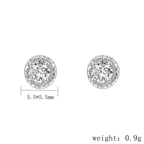1 Paar 925 Sterling Silber Zirkon 925 Sterling Silber Ohrringe Runde Ohrstecker | Shop Nory