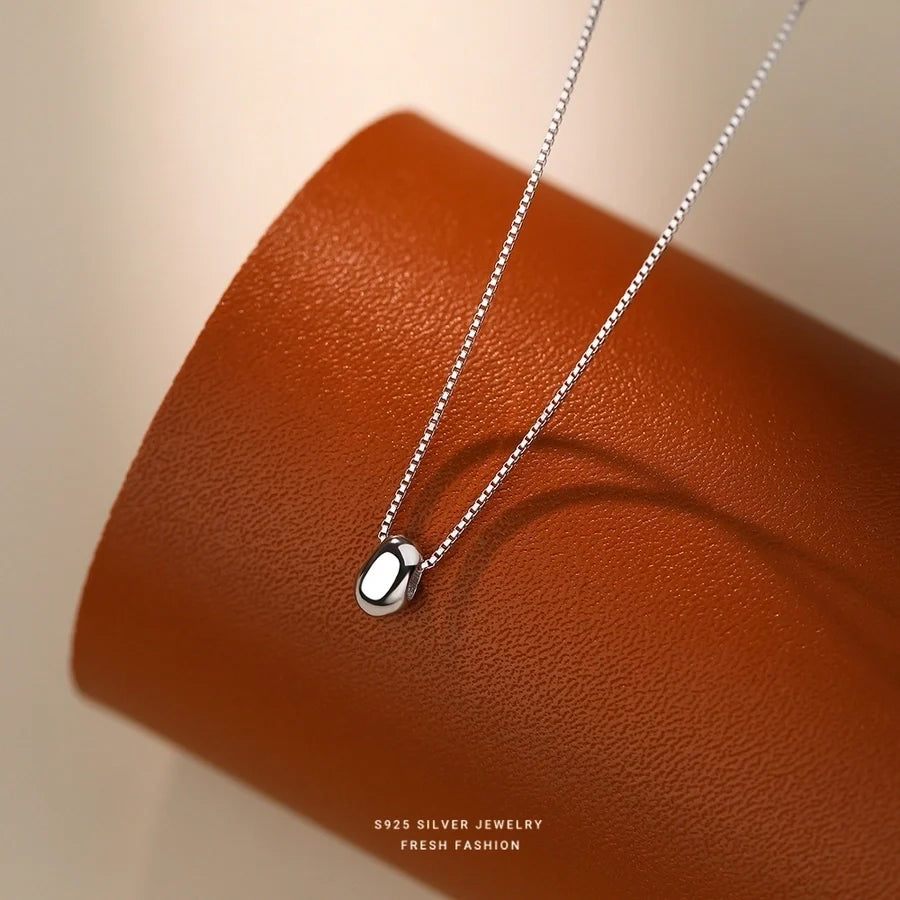 925 Sterling Silber Boxkette Plattierung Geometrische Anhänger Halskette | Shop Nory
