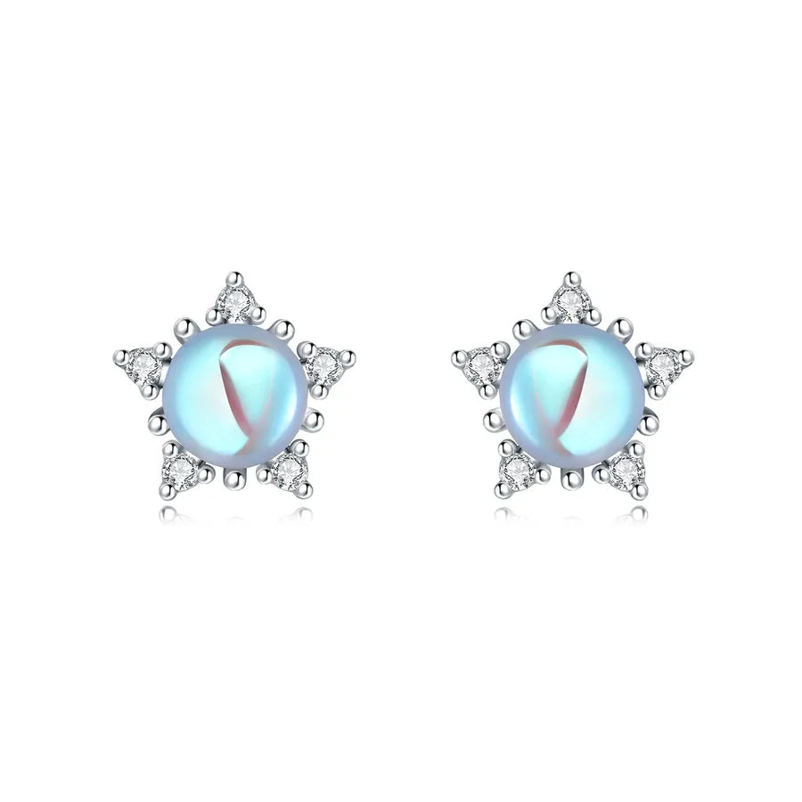 1 Paar 925 Sterling Silber Zirkon 925 Sterling Silber Ohrringe Stern Mond Herzform Ohrstecker | Shop Nory
