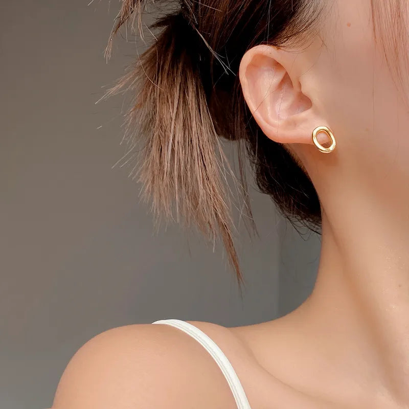 1 Paar 18K Goldplattierte Silberplattierte 925 Sterling Silber 925 Sterling Silber Ohrringe Geometrische Ohrstecker | Shop Nory