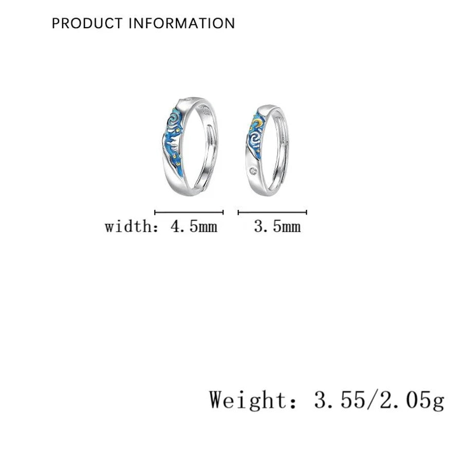 925 Sterling Silver Zircon Van Gogh Verstellbarer Ring 925 Sterling Silver Ringe | Shop Nory
