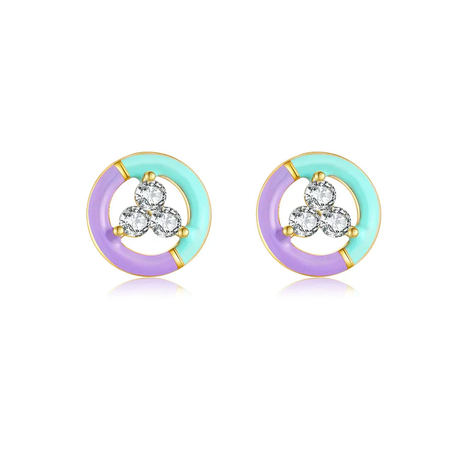 1 Paar 18K Vergoldet Weißgold Plattiert 925 Sterling Silber Zirkon 925 Sterling Silber Ohrringe Geometrisch Vierblättriges Kleeblatt Herzform Studs | Shop Nory