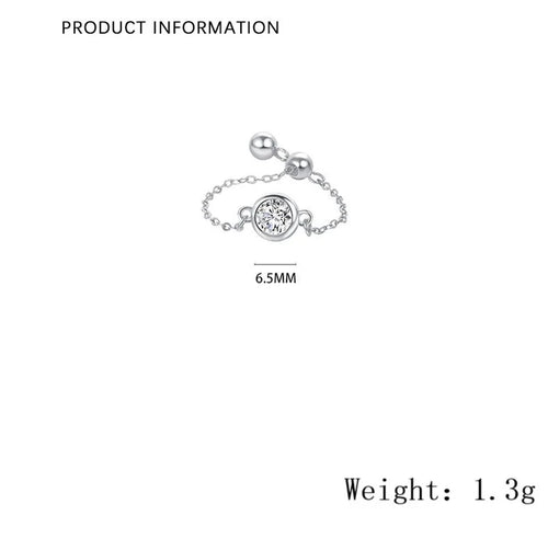 925 Sterling Silver Zircon Rund Verstellbarer Ring 925 Sterling Silber Ringe | Shop Nory
