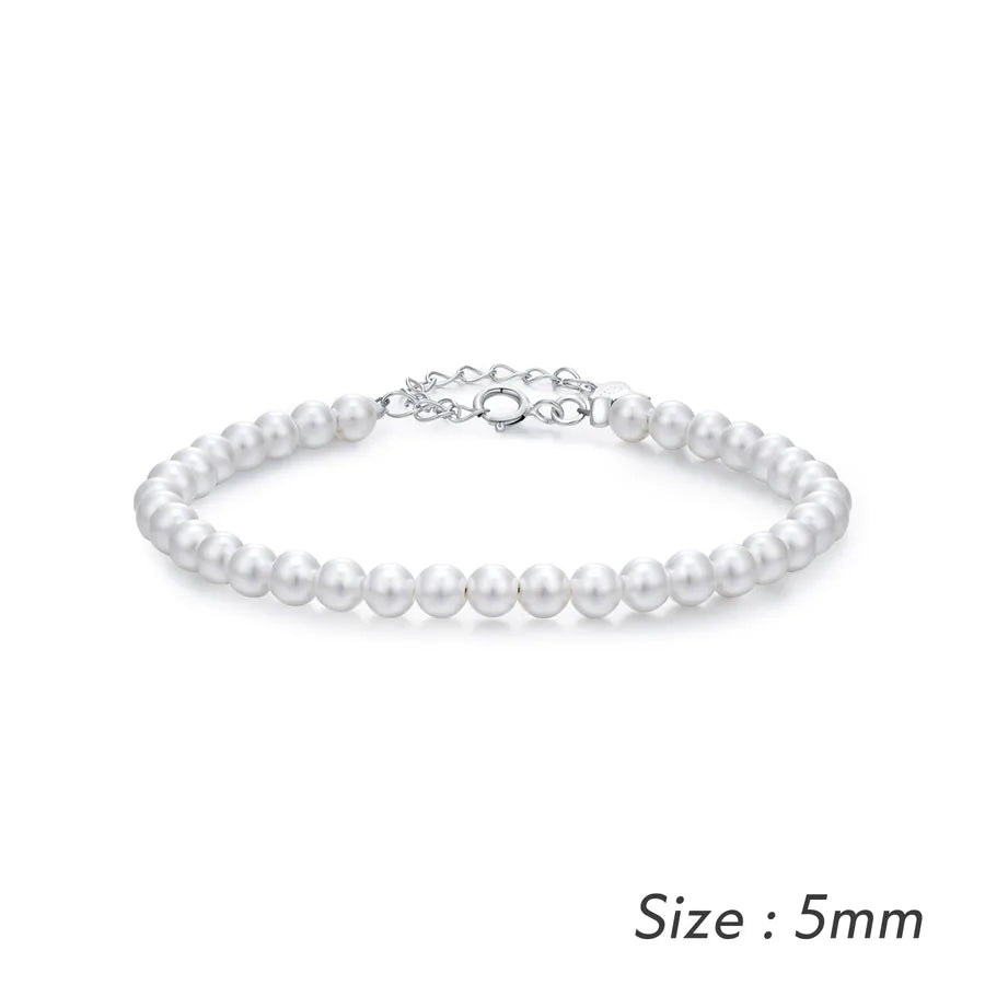 925 Sterling Silber Kunstperle Perlenkette Armbänder IG Stil Elegante Dame | Shop Nory