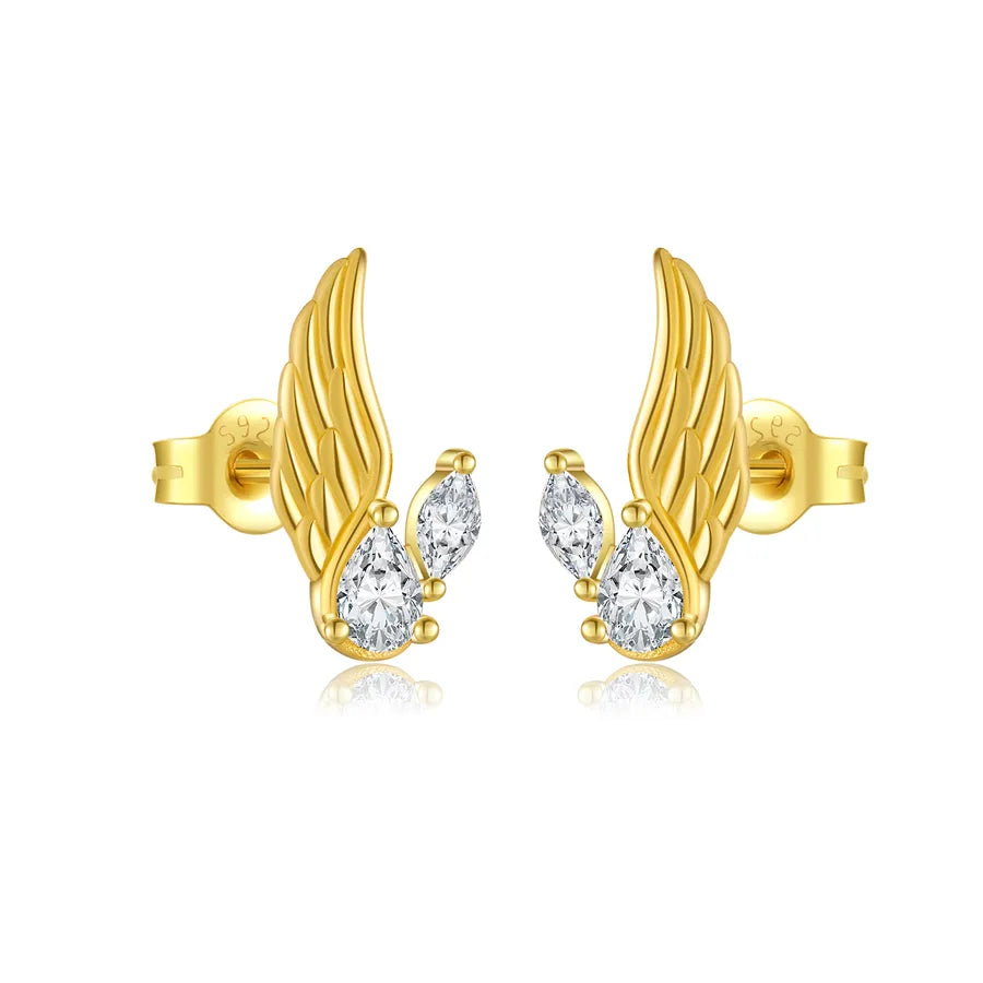 1 Paar 18K vergoldet Weißgold plattiert 925 Sterlingsilber Zirkon 925 Sterlingsilber Ohrringe Geometrische Ohrstecker | Shop Nory