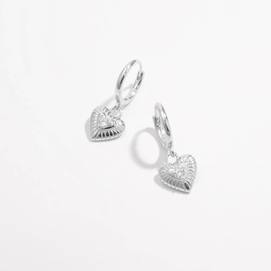 1 Paar Weißgoldplattierte 925 Sterling Silber Zirkon 925 Sterling Silber Ohrringe Herzform Tropfohrringe | Shop Nory