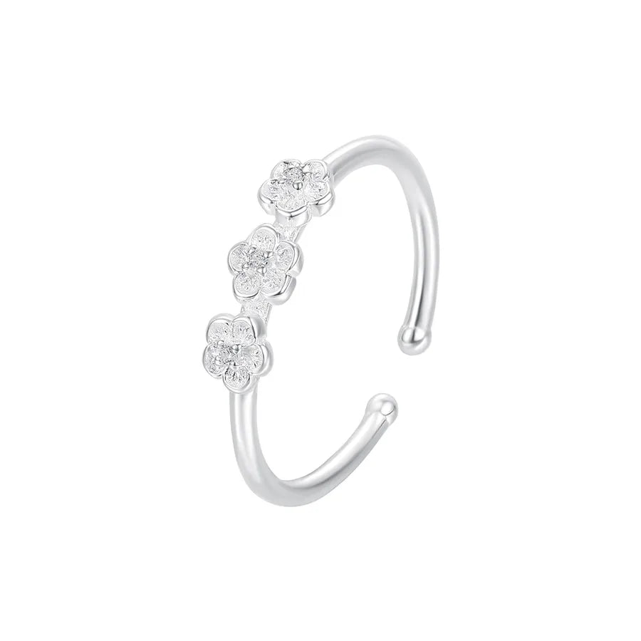 925 Sterling Silver Pflaumenblütenblüten Offene Ringe 925 Sterling Silver Ringe | Shop Nory