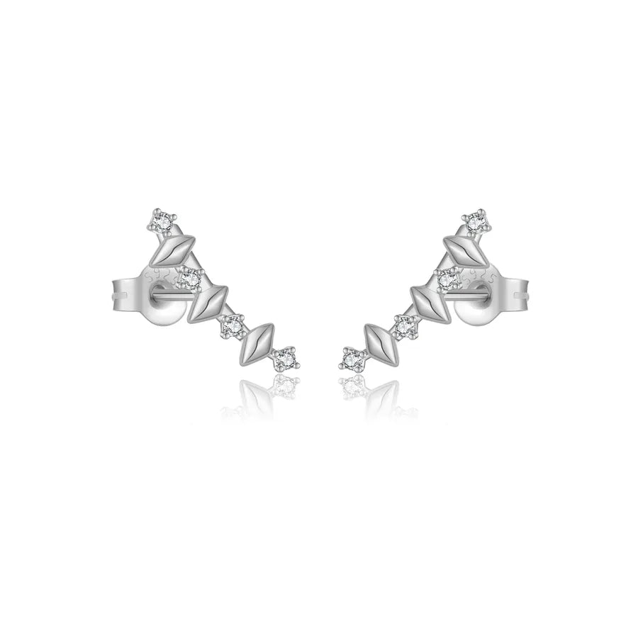 1 Paar 18K vergoldet Weißgold plattiert 925 Sterlingsilber Zirkon 925 Sterlingsilber Ohrringe Geometrische Ohrstecker | Shop Nory