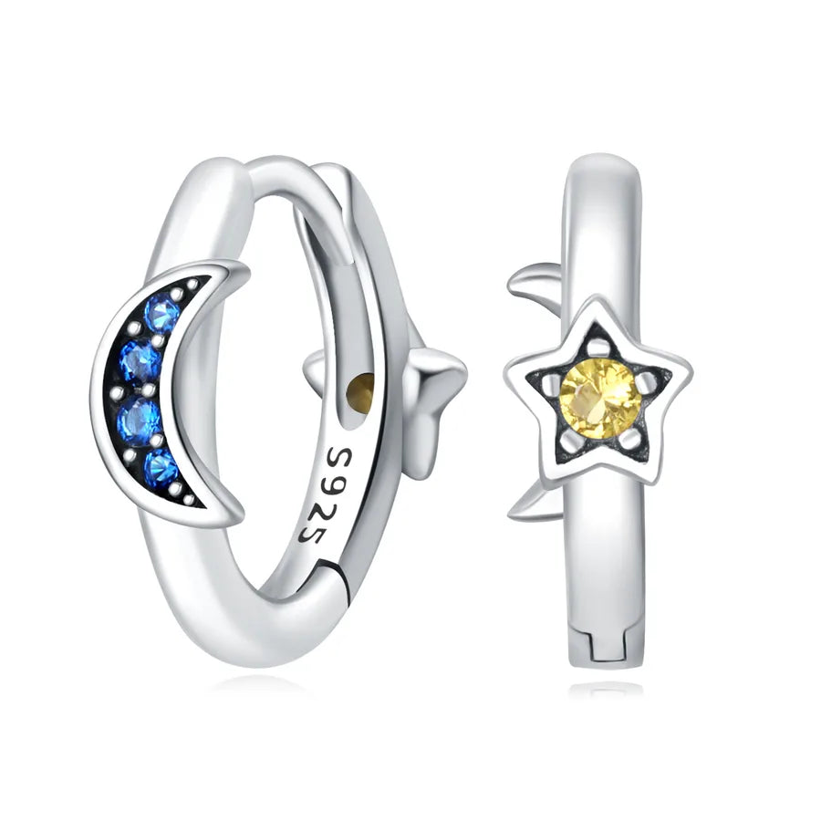 1 Paar 925 Sterlingsilber Zirkon 925 Sterlingsilber Ohrringe Stern Mond Tropf Ohrringe Ohrstecker | Shop Nory