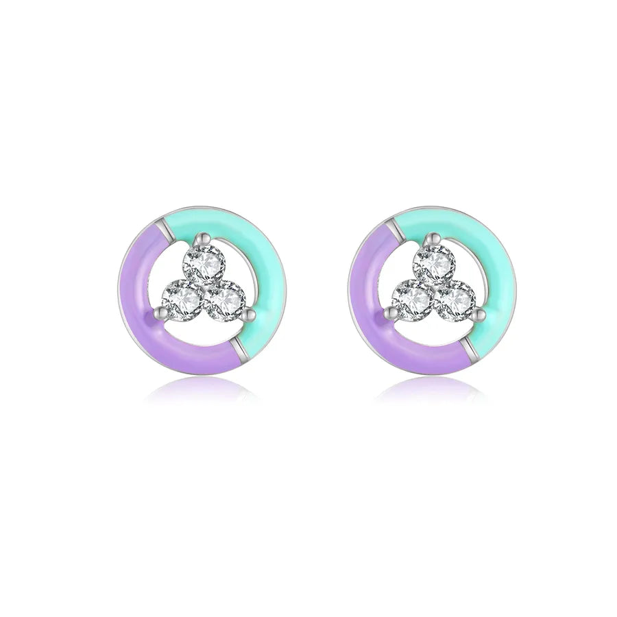 1 Paar 18K Vergoldet Weißgold Plattiert 925 Sterling Silber Zirkon 925 Sterling Silber Ohrringe Geometrisch Vierblättriges Kleeblatt Herzform Studs | Shop Nory