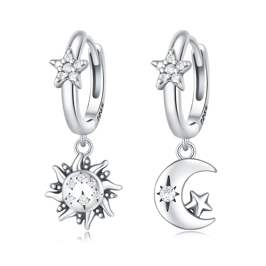 1 Paar 925 Sterlingsilber Zirkon 925 Sterlingsilber Ohrringe Stern Mond Tropf Ohrringe Ohrstecker | Shop Nory