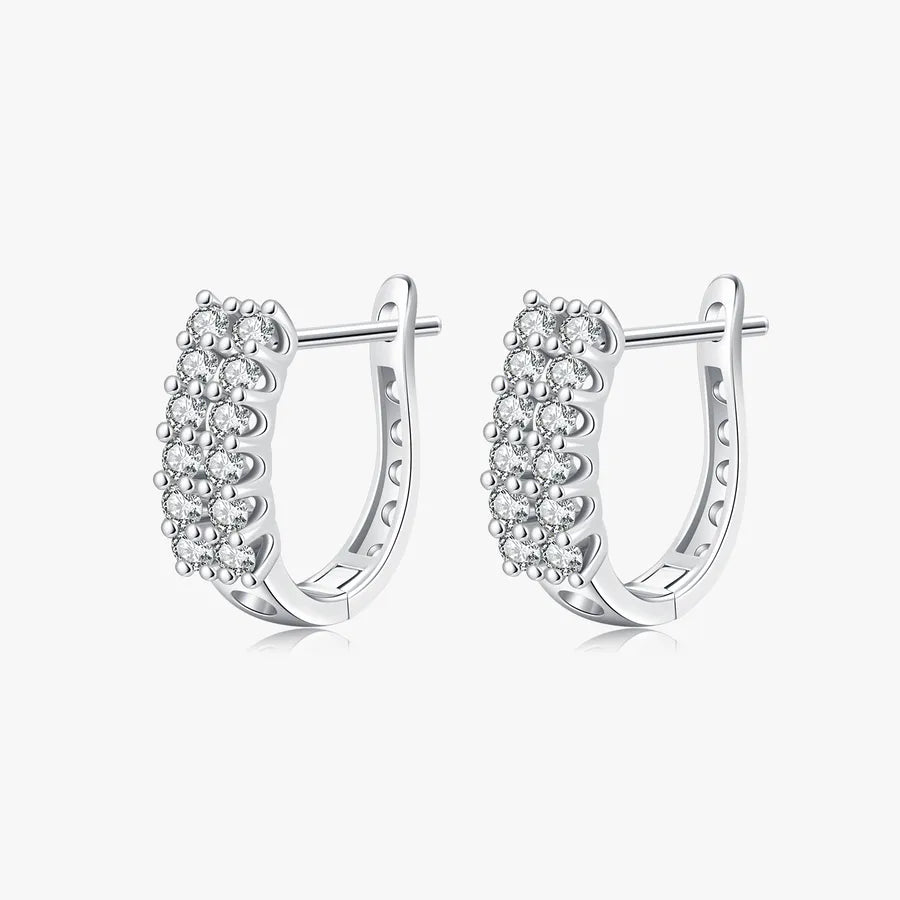 1 Paar rhodinierten 925 Sterling Silber Zircon 925 Sterling Silber Ohrringe geometrische Creolen | Shop Nory