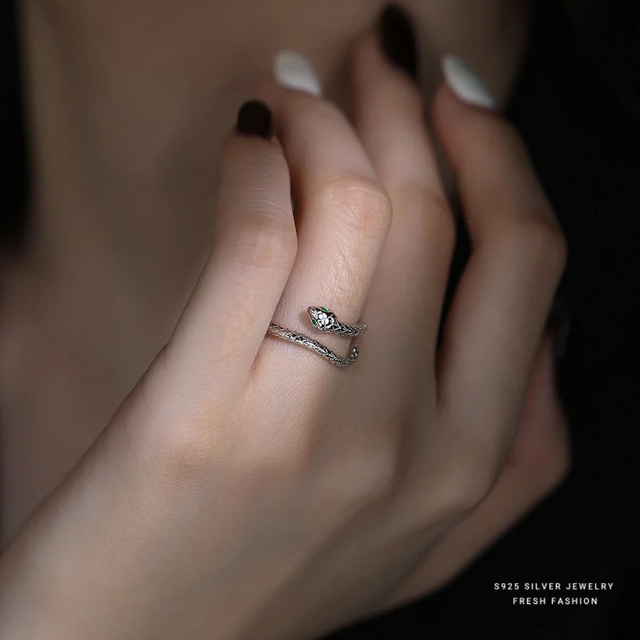 925 Sterling Silver Zirkon Schlange Offene Ringe 925 Sterling Silver Ringe | Shop Nory