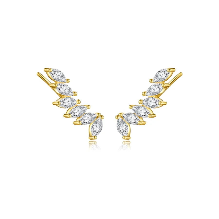 1 Paar 18K Goldbeschichtete Weißgoldbeschichtete 925 Sterling Silber Zirkon 925 Sterling Silber Ohrringe Geometrische Ohrstecker | Shop Nory