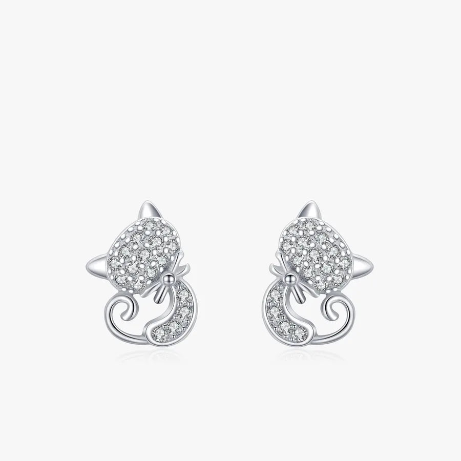 925 Sterling Silver Zirkon Katzenohren Ohrstecker | Shop Nory