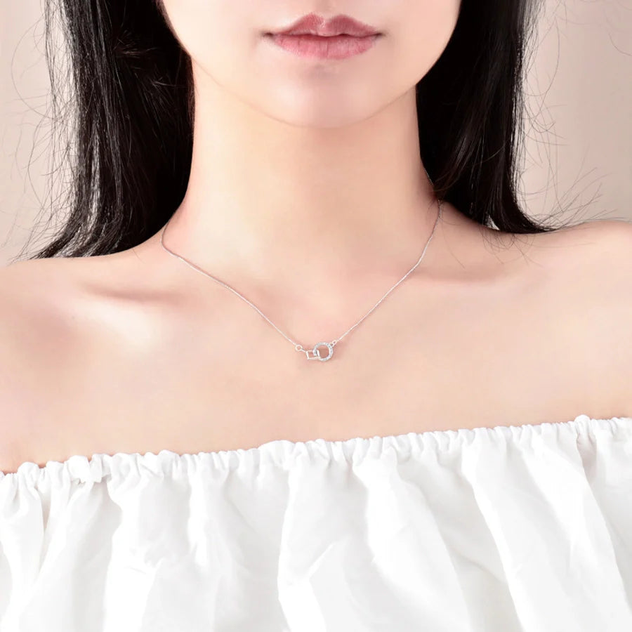 925 Sterling Silber Zirkon Boxkette Beschichtung Geometrische Anhänger Halskette | Shop Nory
