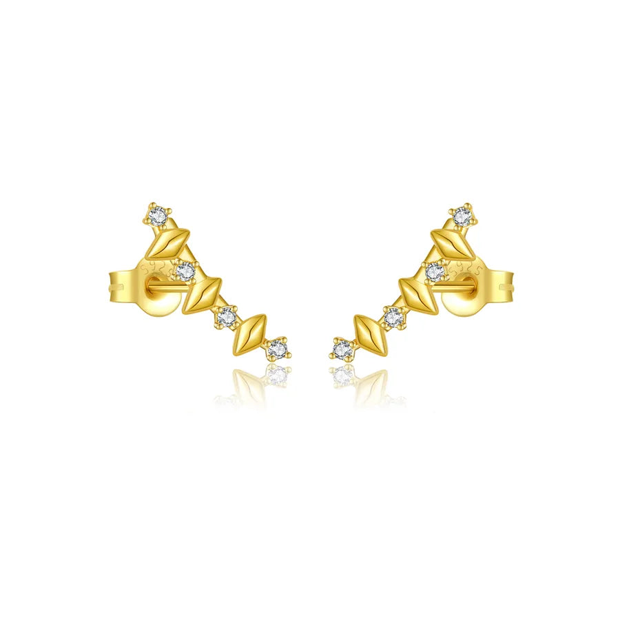 1 Paar 18K vergoldet Weißgold plattiert 925 Sterlingsilber Zirkon 925 Sterlingsilber Ohrringe Geometrische Ohrstecker | Shop Nory